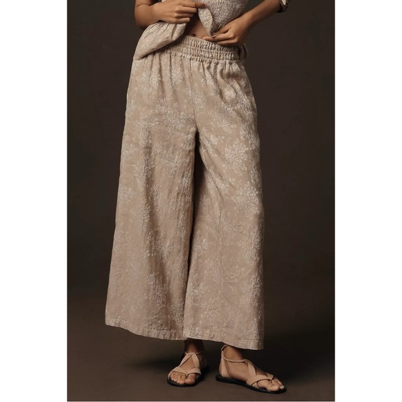 Anthropologie The Somerset Jacquard Pull-On Wide Leg Pants XL Tall NWT Neutral - Picture 4 of 13